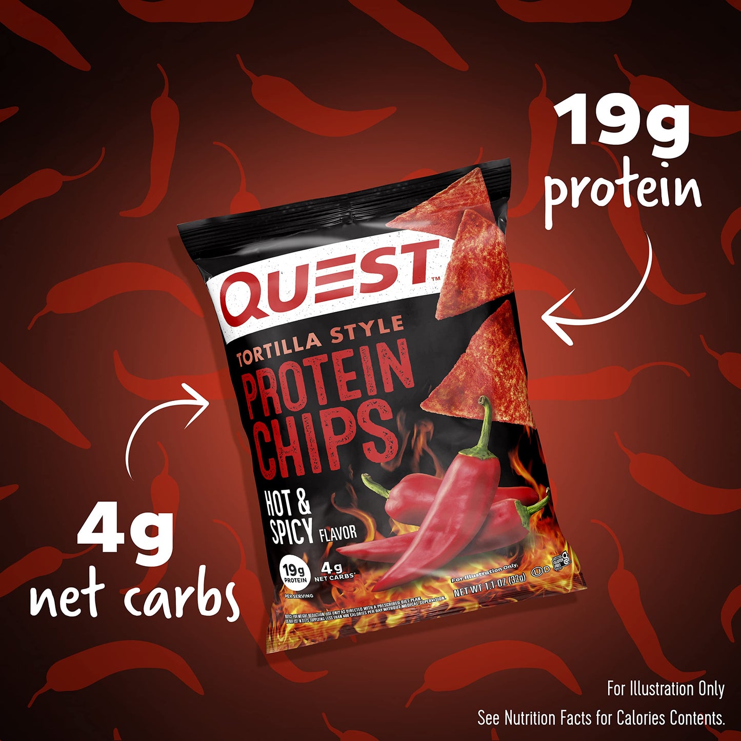 Quest Nutrition Hot & Spicy Tortilla Style Protein Chips - 32g